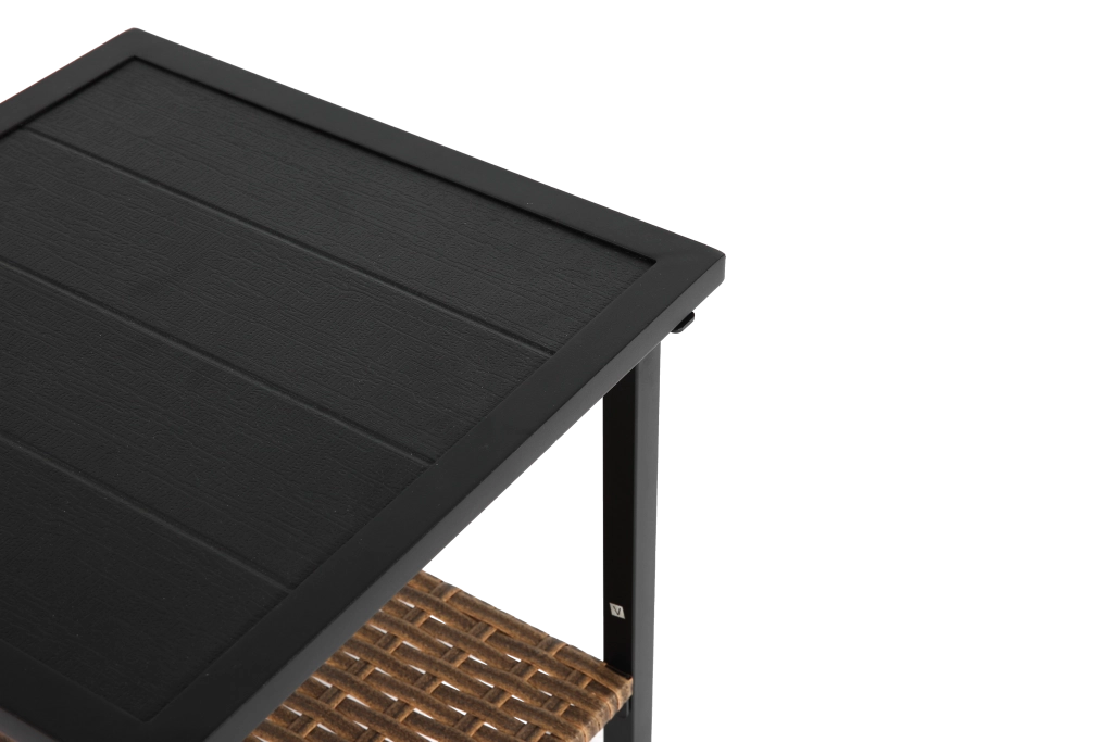 OKWISHPoltrone da giardino con tavolo set da 3 girevoli e basculanti 360° con cuscini in acciaio e rattan sintetico grigio
