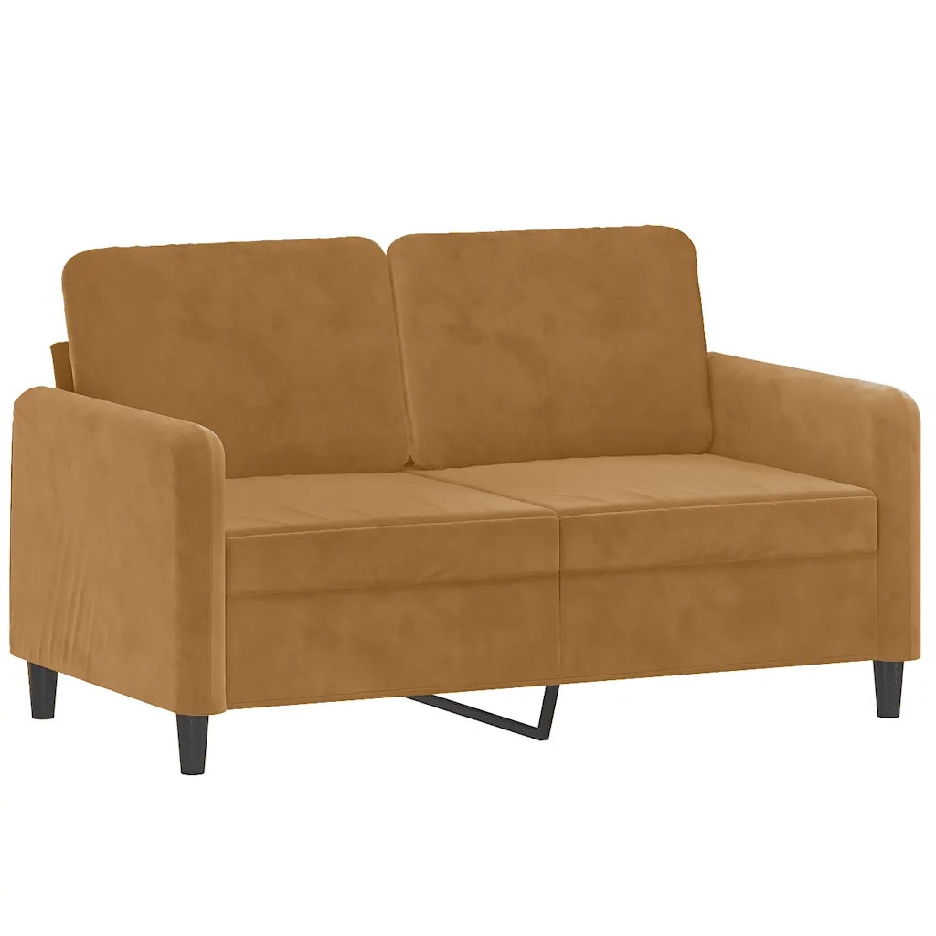 Set di Divani 2 pz con Cuscini Marrone in Velluto
