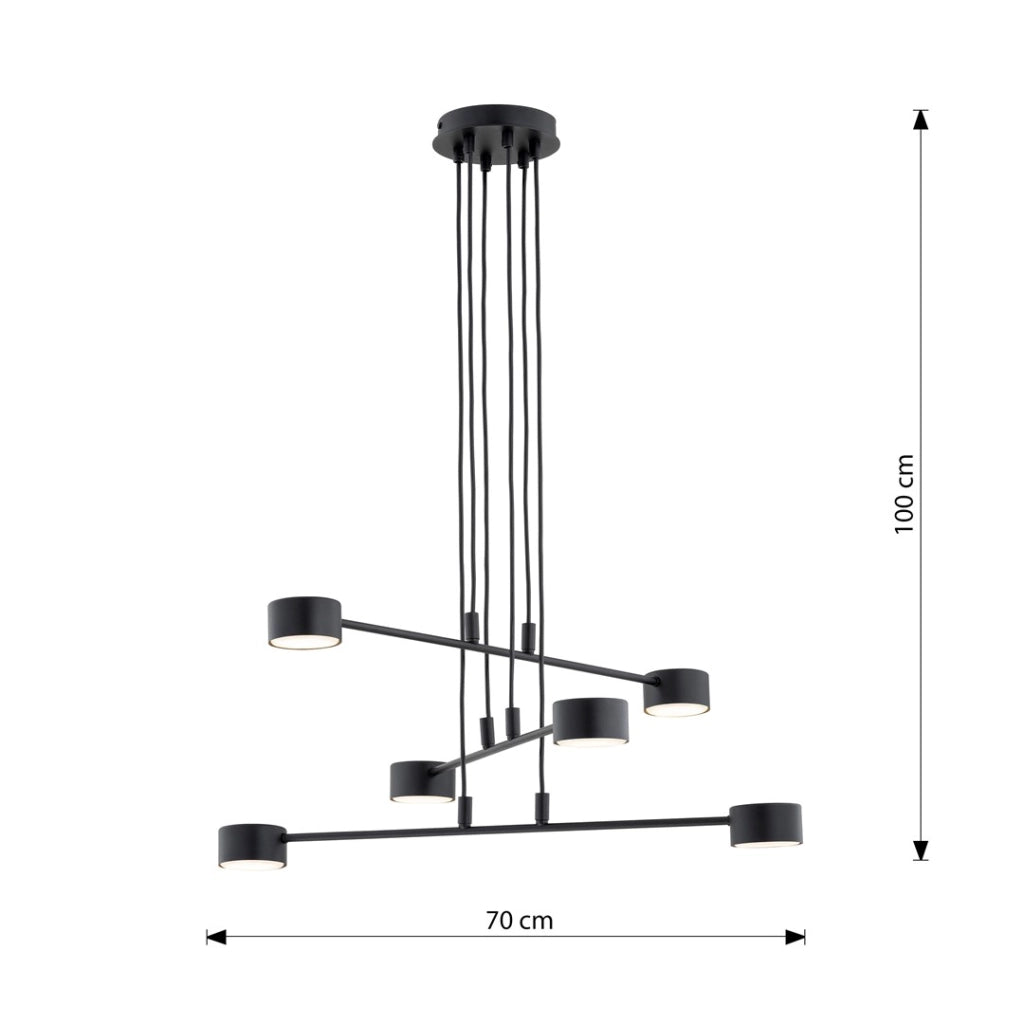 Lampada a sospensione MODUS nera 6 luci GX53 Emibig