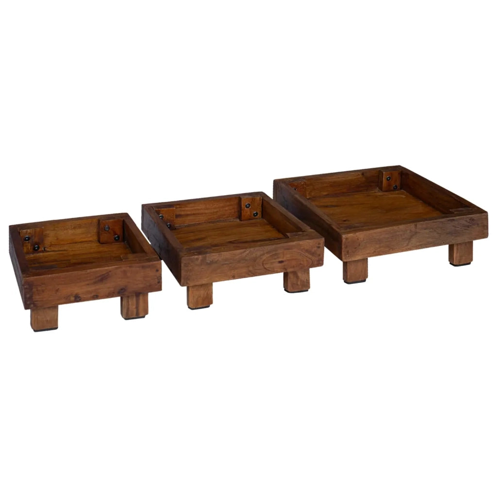 Supporto per piante 3 pcs Marrone Legno di Mogano 42012382