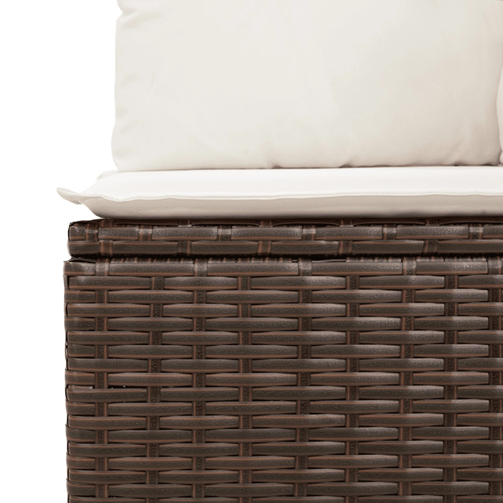 Set Divani da Giardino 10pz con Cuscini in Polyrattan Marrone 3251850