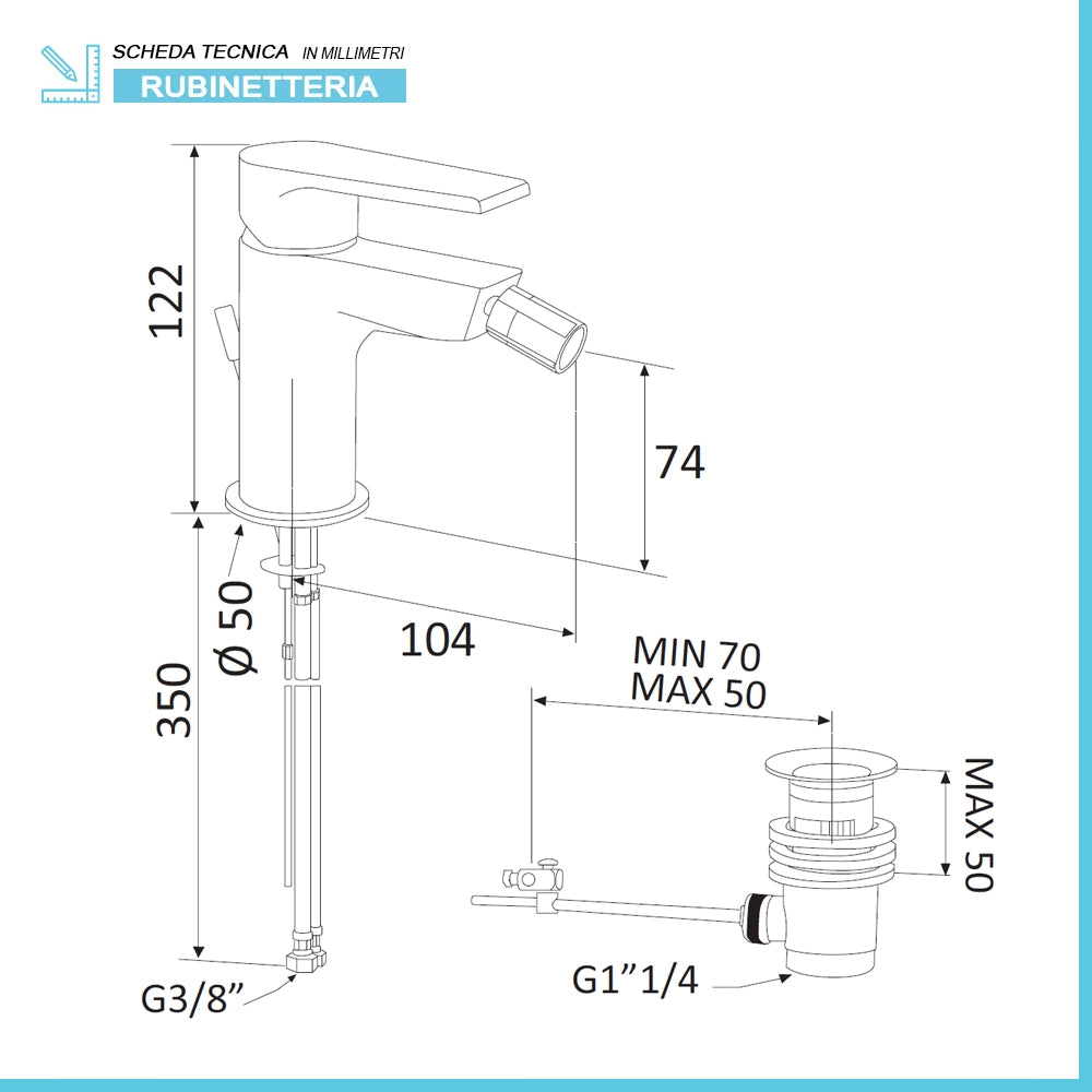 Set miscelatori lavabo bidet e doccia incasso spazzolato Mariani Artic