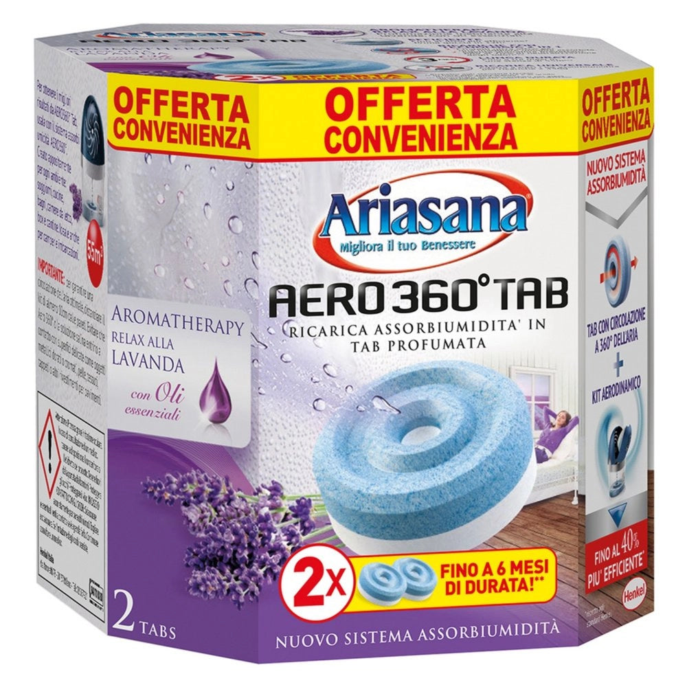 12cf ricarica assorbiumidita' 'ariasana aero 360â° bipac bipack (2 x gr.450) lav cod:ferx.8057274nlm