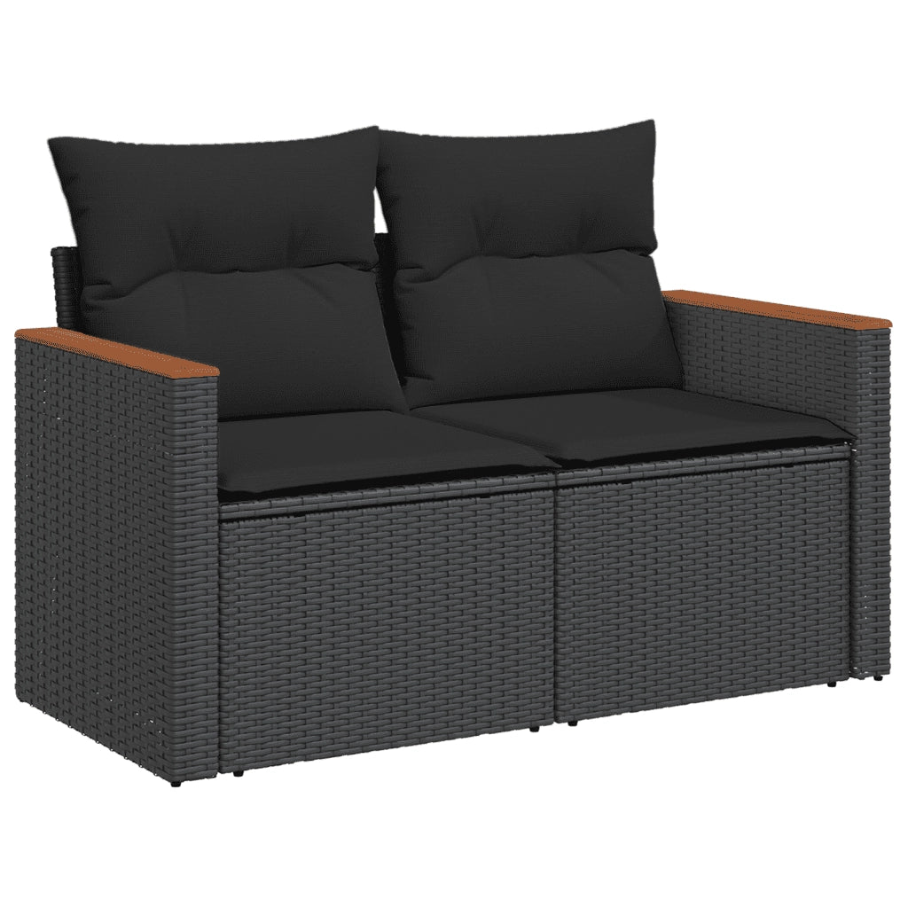 Set Divani da Giardino con Cuscini 7pz Nero Polyrattan 3258632
