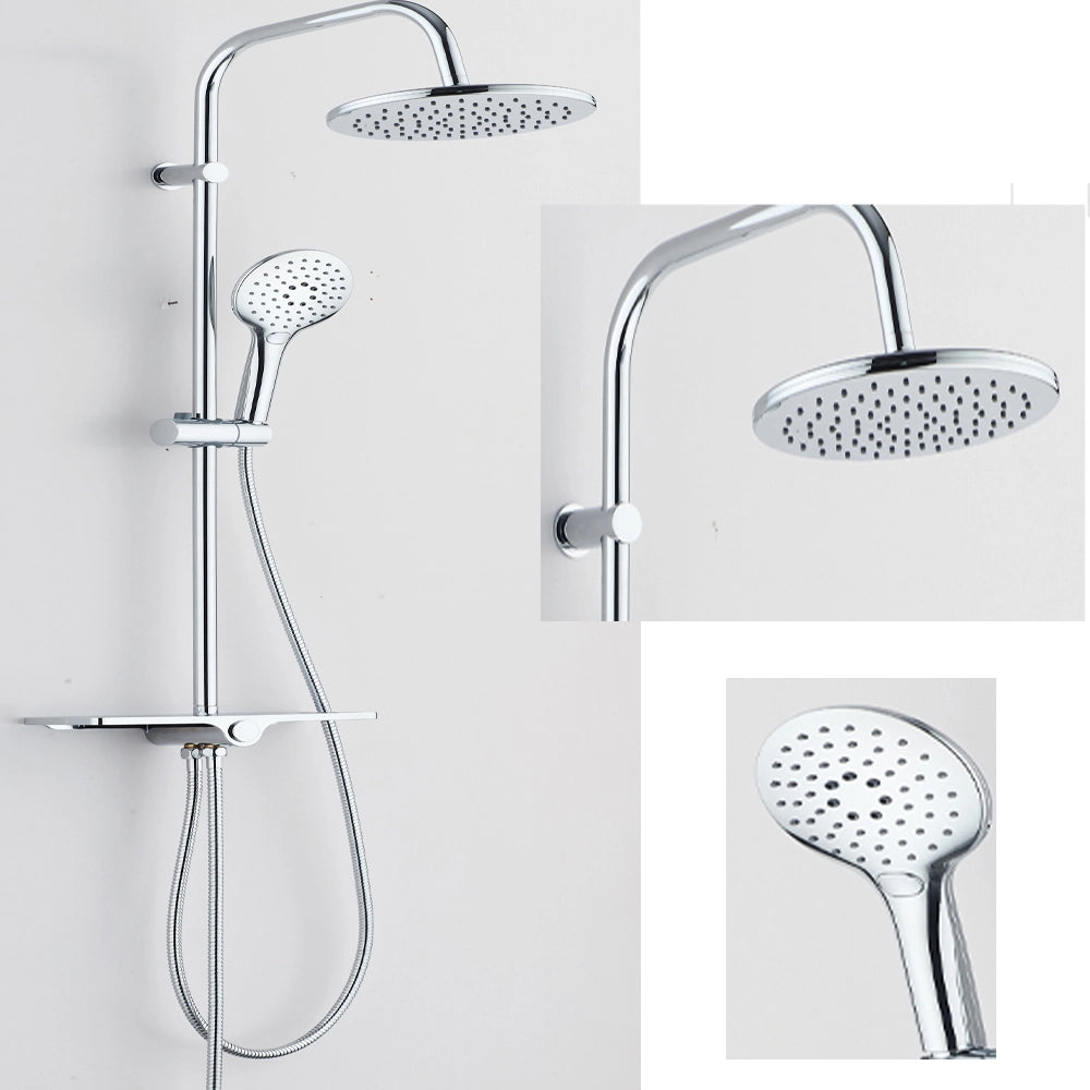 Colonna doccia con saliscendi e soffione in ottone cromato