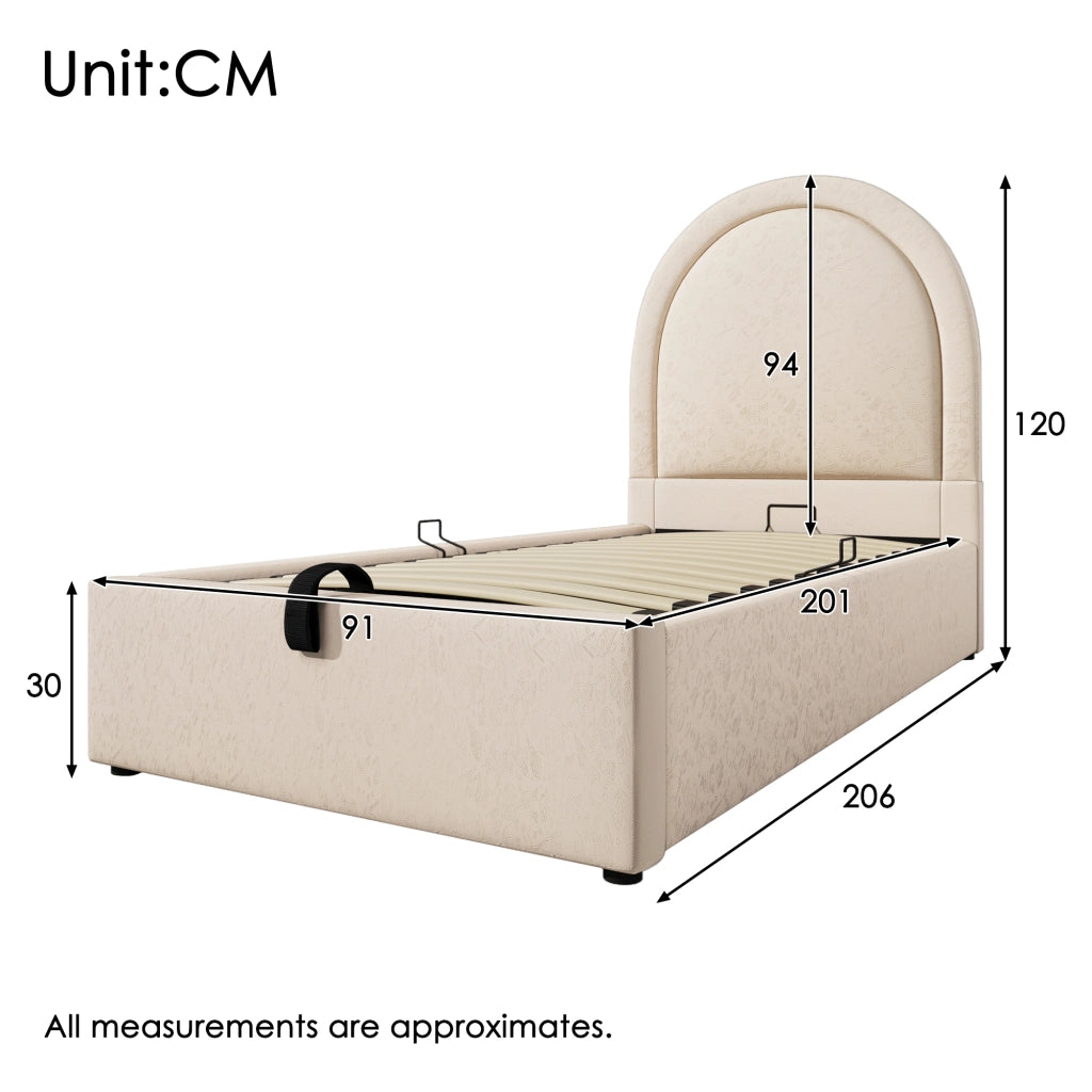 Letto imbottito beige 90x200 cm con materasso