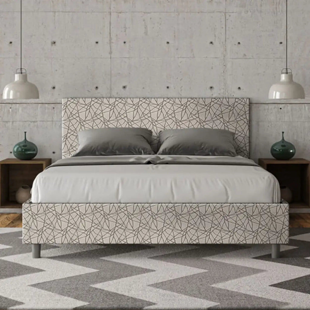 Letto matrimoniale con rete imbottito 160x200 tessuto Era 2 grigio Adele