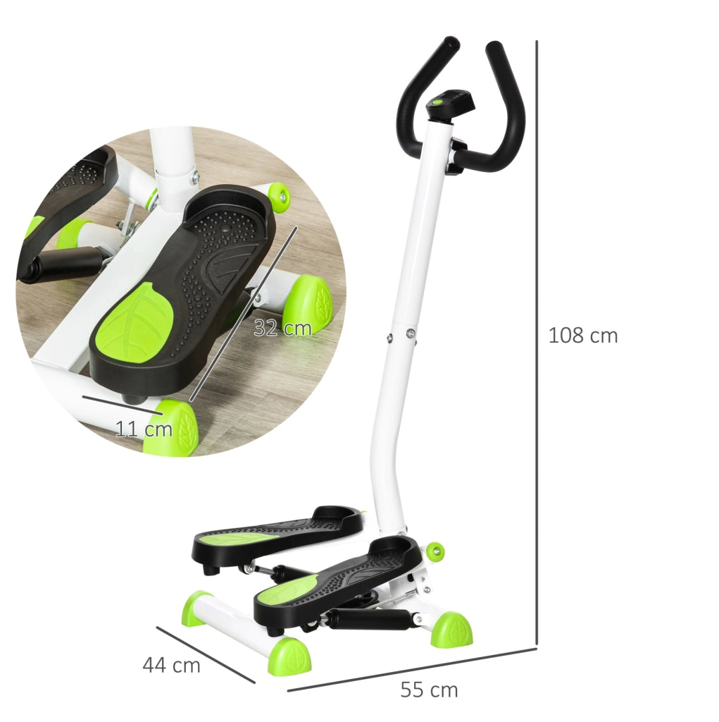 Stepper ULEVR verde con display LCD, pedali antiscivolo e portata massima 100 kg, 55x44x108 cm