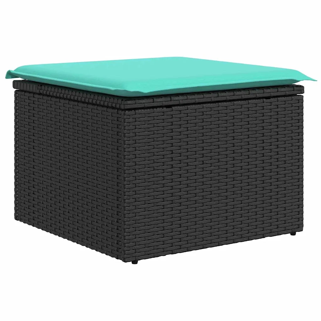 Set da Pranzo per Giardino con cuscino 8 pcs Nero e Verde acqua 3349745