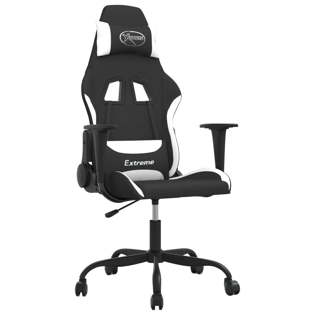 Sedia da Gaming Nero e Bianco in Tessuto 345477