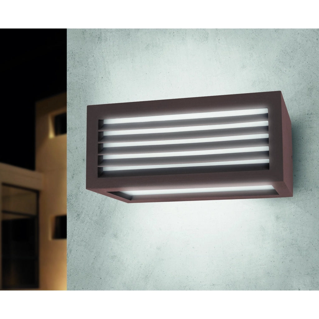 Applique led da parete a tre emissioni con griglia frontale colore corten mod. Vigo 2