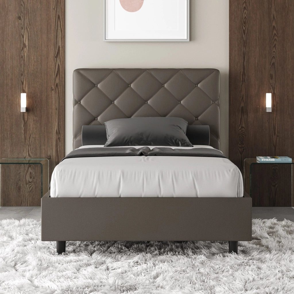 Letto Matrimoniale Large 170x190 cm Senza Rete Priya Cappuccino