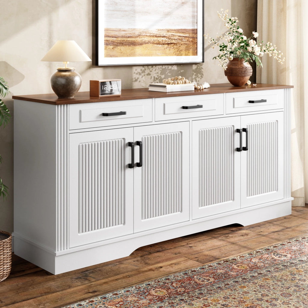 Credenza con cassetti in MDF bianco