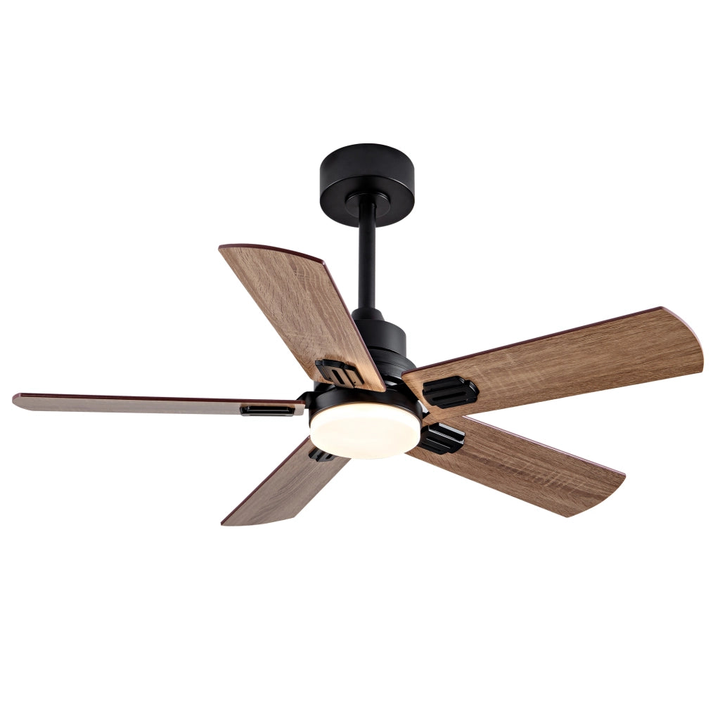 Ventilatore da soffitto nero da 42 pollici con luce dimmerabile e telecomando per interni ed esterni