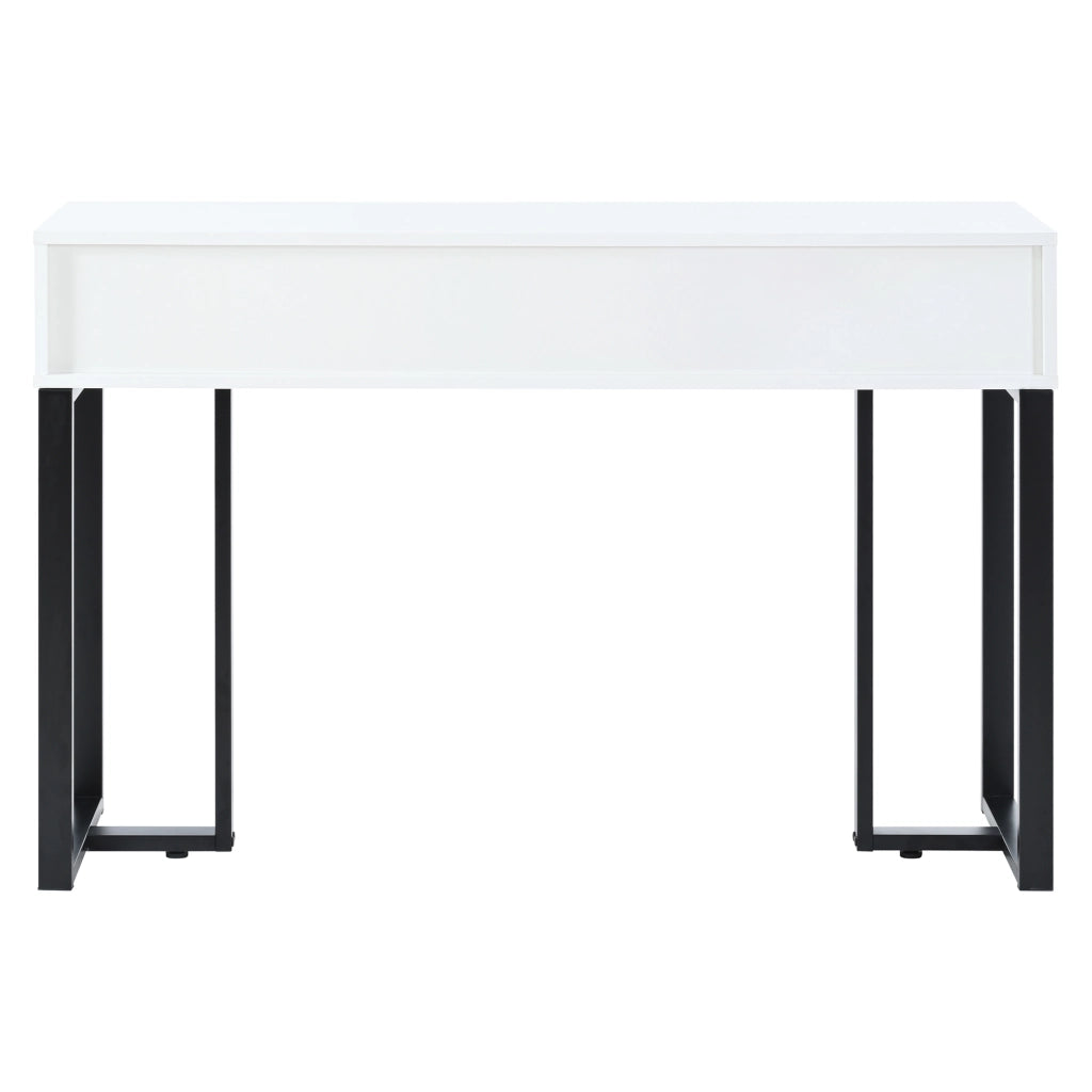 Tavolo consolle con cassetti e piedini regolabili in MDF bianco e nero