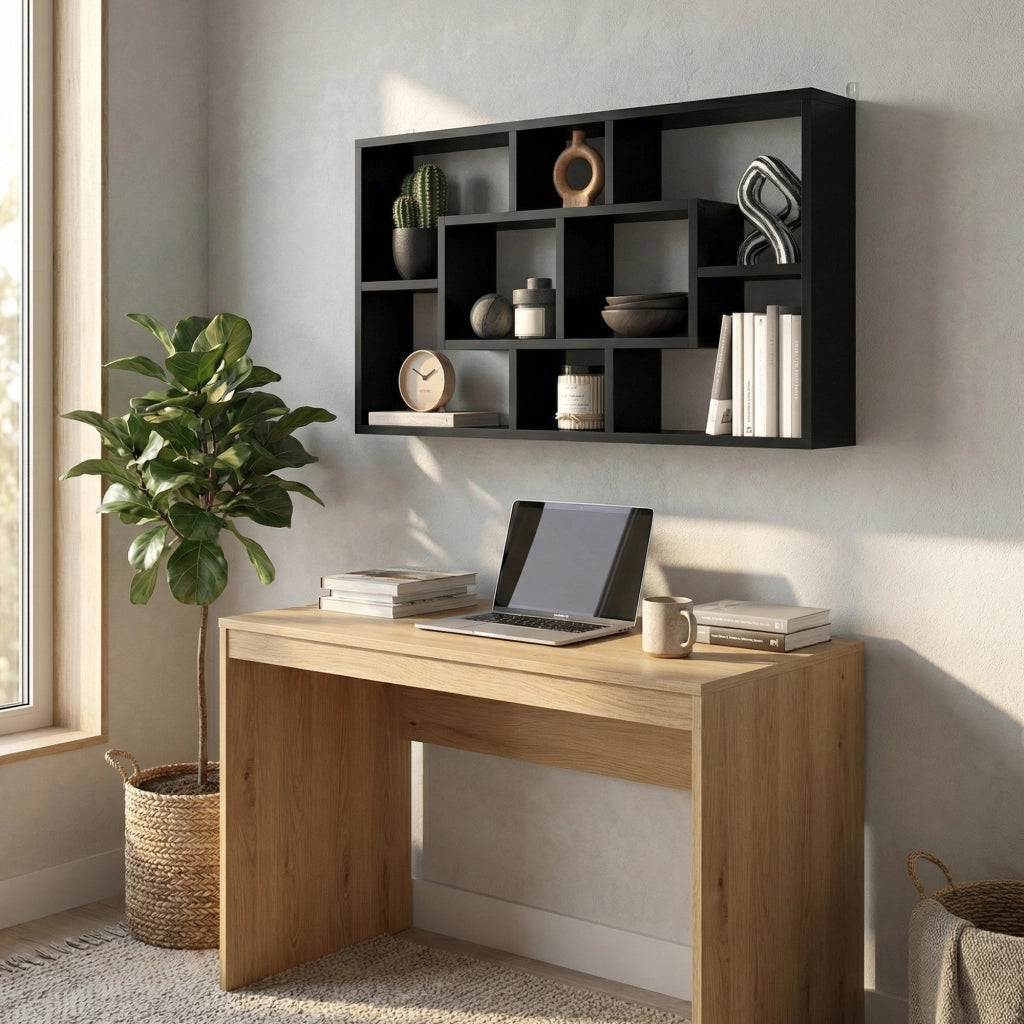 Libreria a Muro con 8 Cubi ¨C Xylo ¨C Nero 85x14,5x47,5 cm