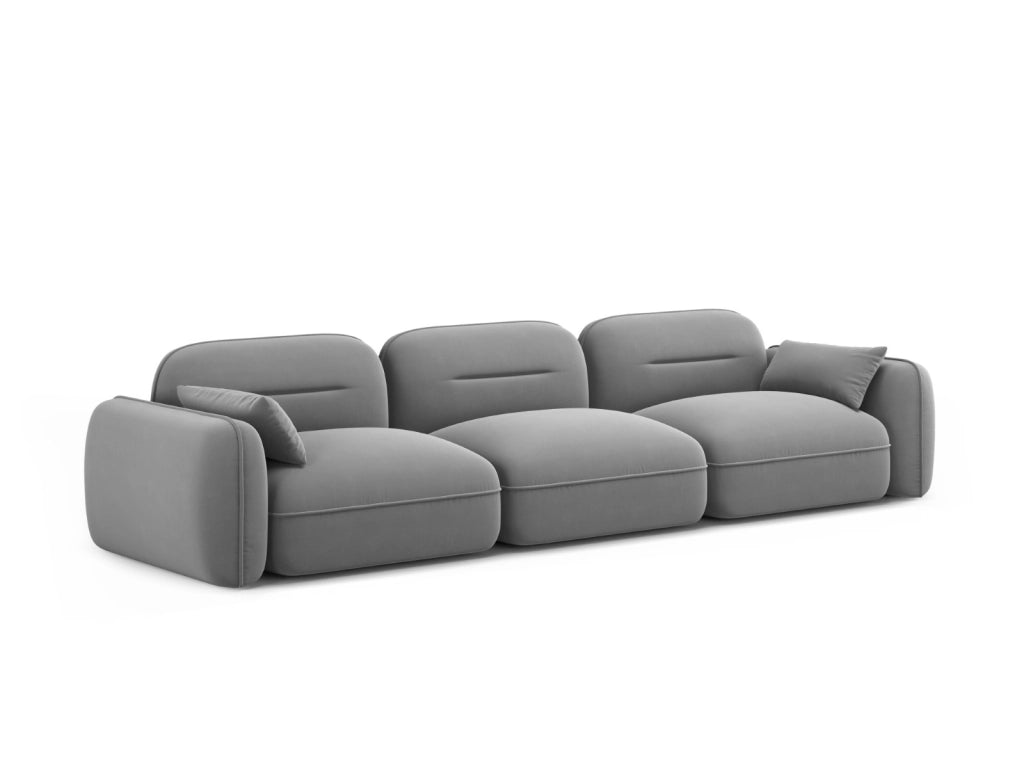 Cosmopolitan Design - Divano modulare "Sydney" 4 posti in velluto grigio chiaro 