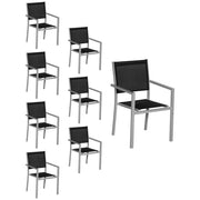 Set di 6 sedie in alluminio grigio - textilene nero