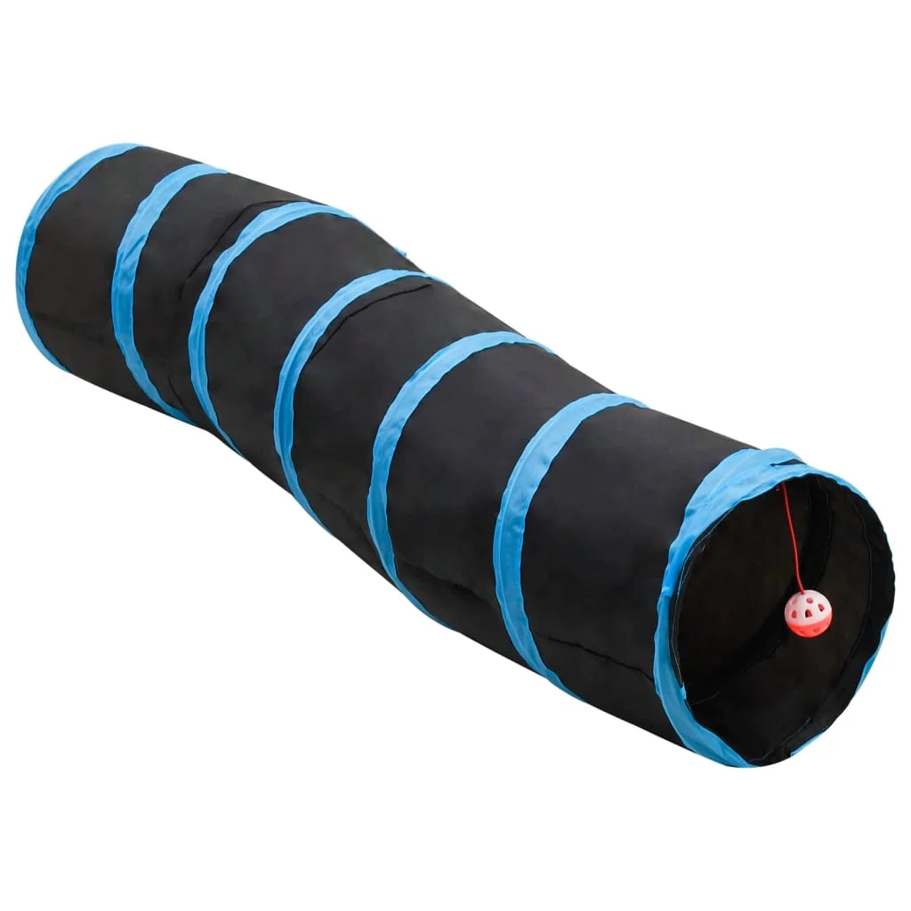 Tunnel per gatti a forma di S 122 cm poliestere nero e blu 02_0005141