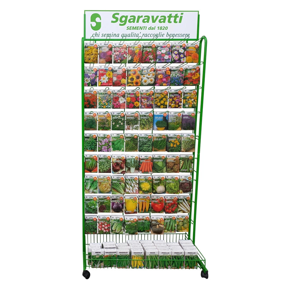 Espositore Verticale Sgaravatti in Metallo per Bustine Semi 72 Ganci