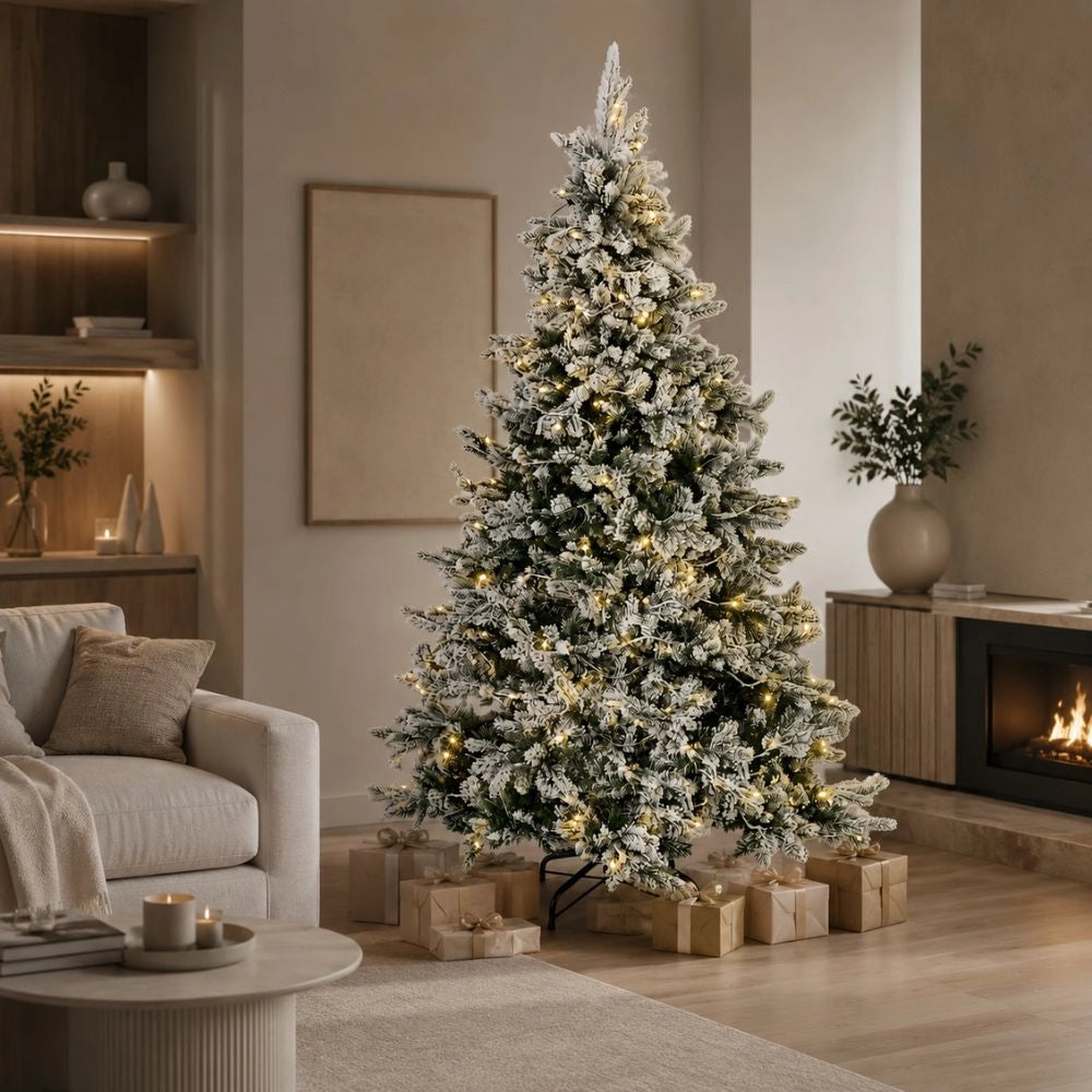 Albero di natale innevato led 240 cm scott con luci integrate