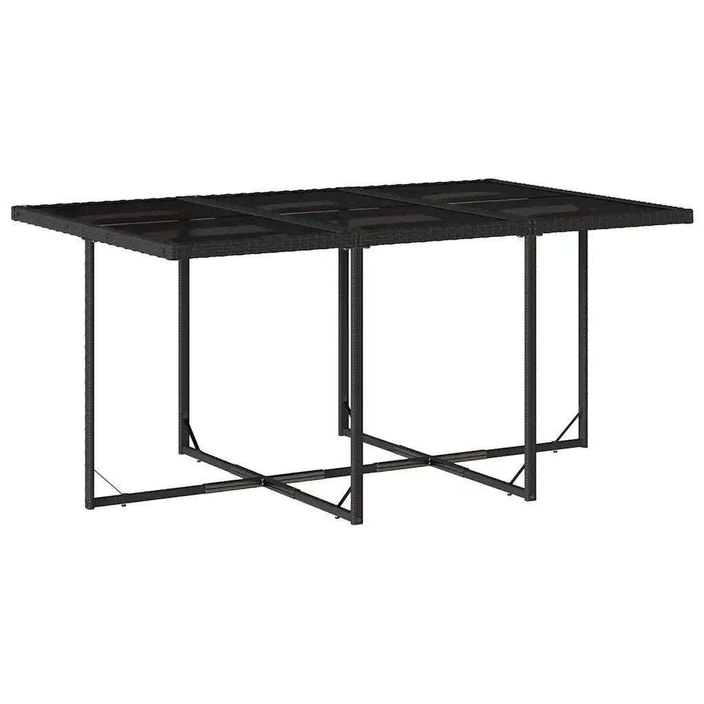 Set da Pranzo da Giardino 7 pz Nero con Cuscini in Polyrattan 3210547