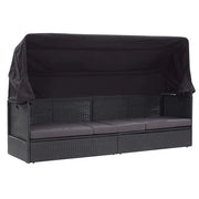 Divano Letto da Esterno con Baldacchino in Polyrattan Nero 46092