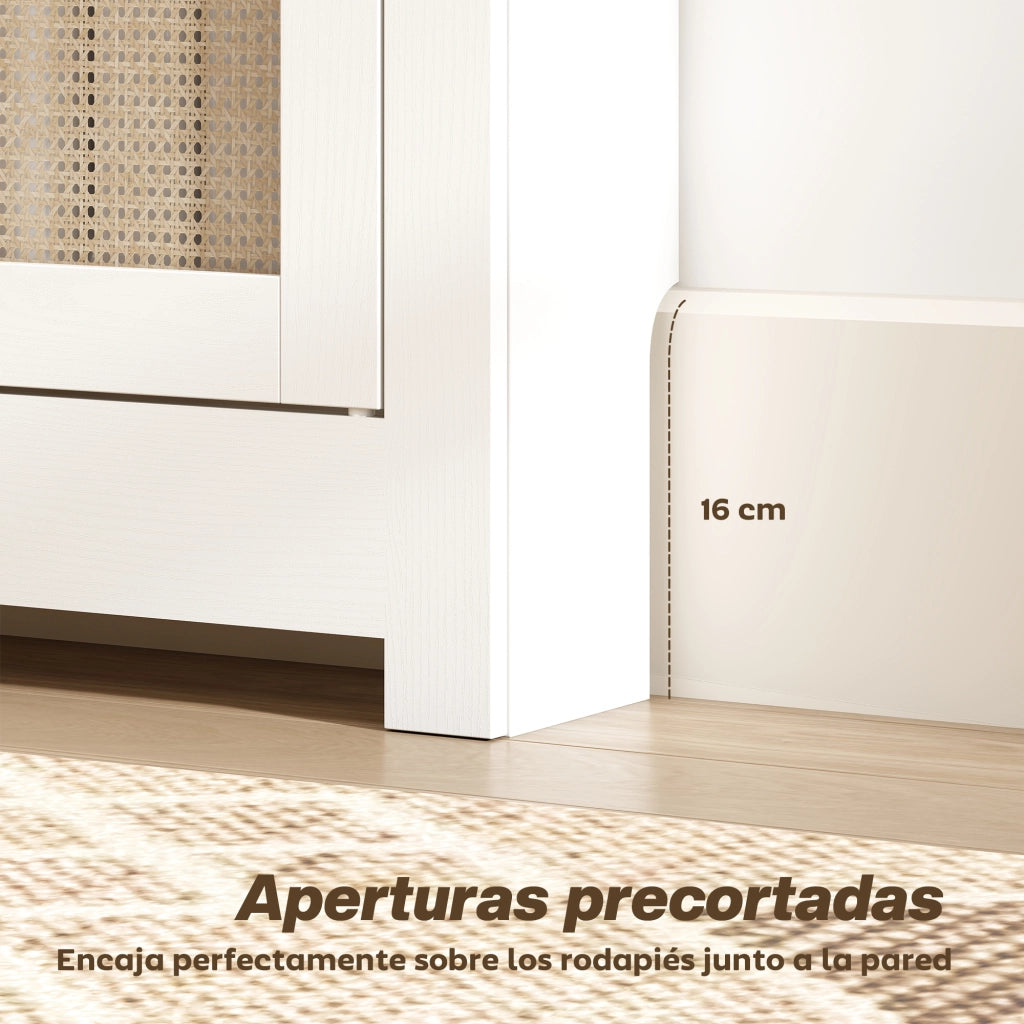 Cubre Radiatori con Porta e Rattan ¨C Minimal ¨C Bianco