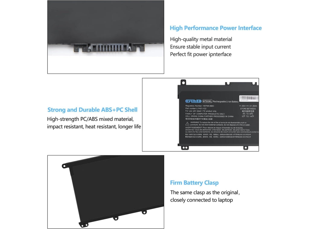 Batteria HT03XL Compatibile con HP Pavilion 14-CE 14-CF 14-CK 14-cm 14-DH 14-DK 14-DF 14-MA 14Q-CS 14Q-CY 15-CS 15-DQ 15-DA - DB 17-by 17-CA 240 245 245 50 25 5 G7 340 348