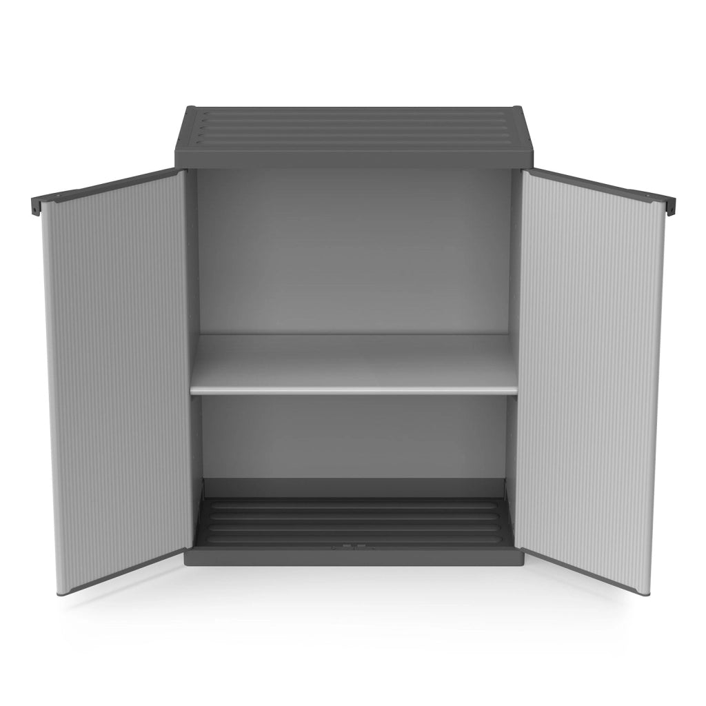 Armadio da Esterno 68x40x85 cm 2 Ante 2 Ripiani in Resina Grigio