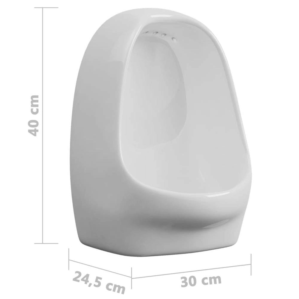 Wall-mounted Urinal With Flush Valve, Ceramic, White