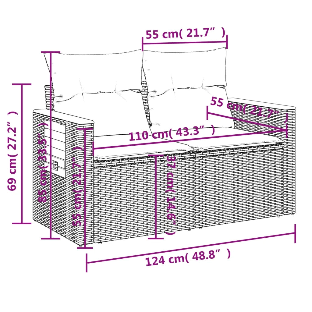 Set Divano da Giardino 5 pz con Cuscini Grigio in Polyrattan 3226620