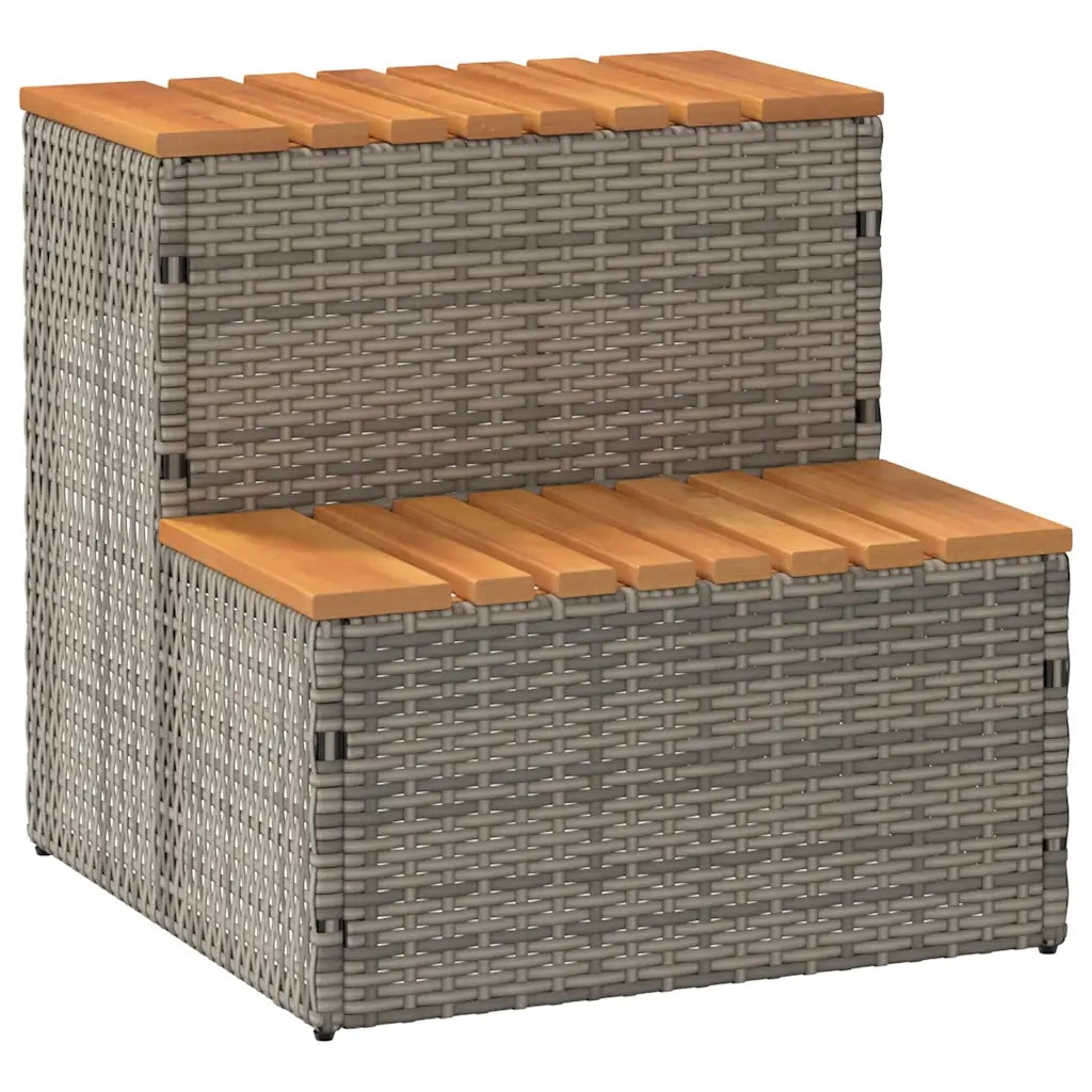 Bordo per Vasca Idromassaggio Grigio Polyrattan&Massello Acacia 4103941