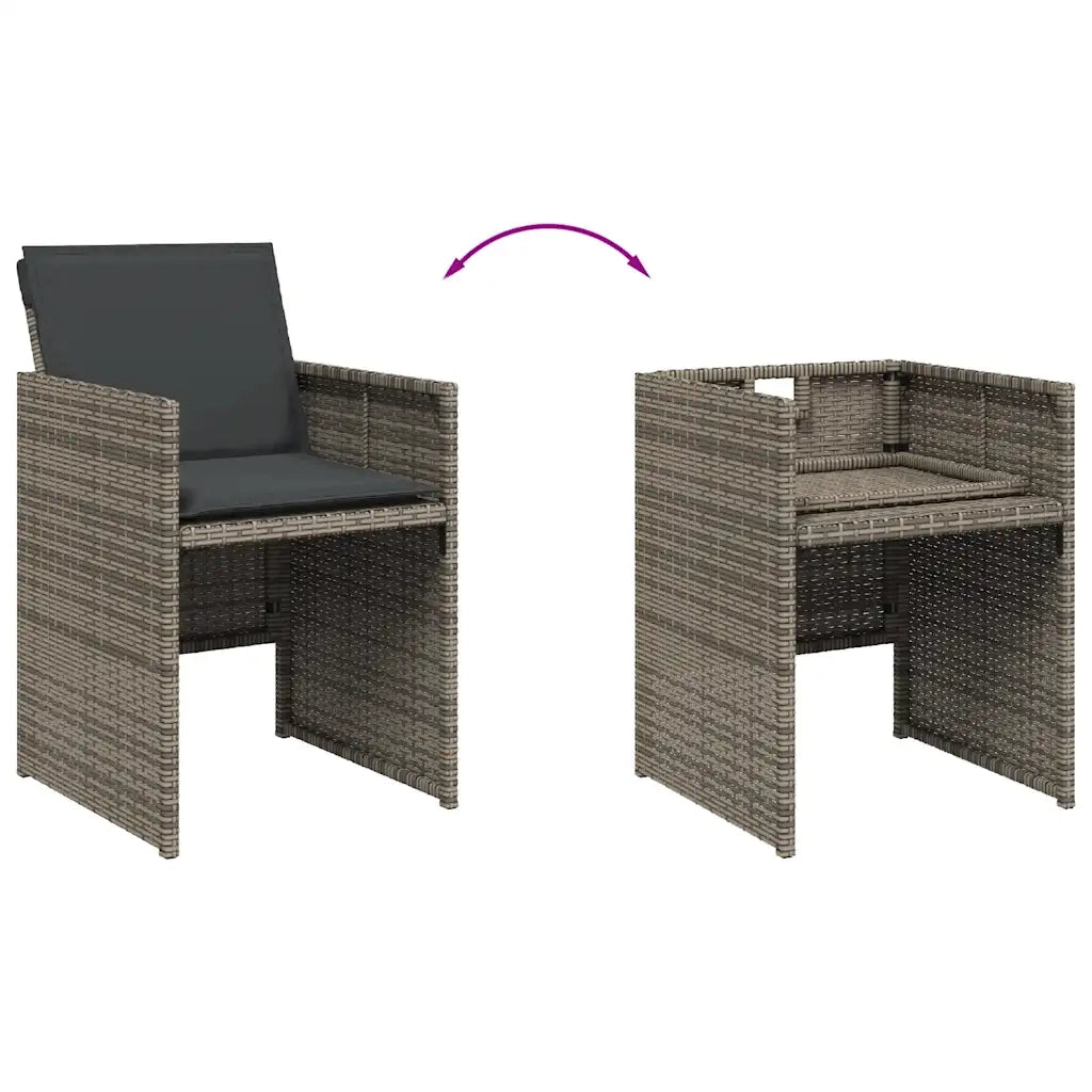 Set da Pranzo da Giardino 13pz con Cuscini Grigio in Polyrattan 3277813