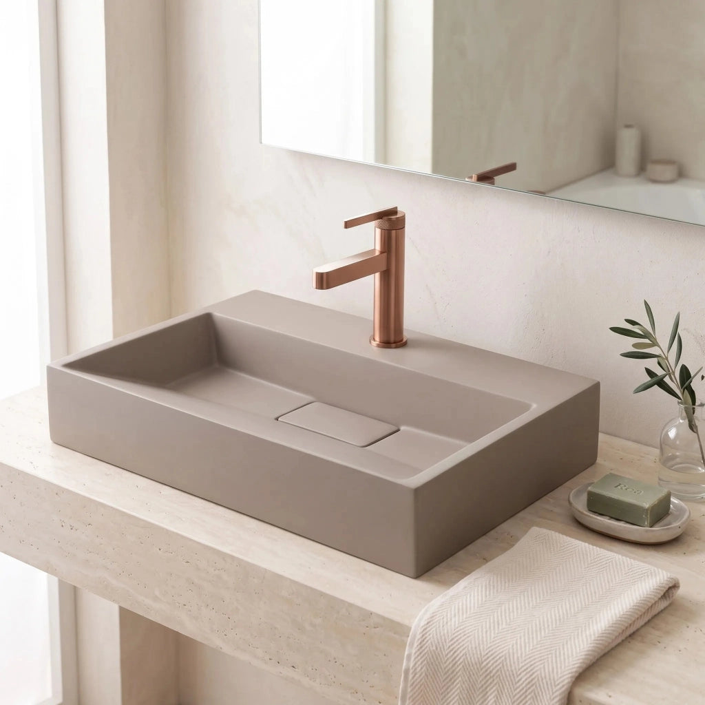 Lavabo In Conglomerato Rea Goya Taupe 60cm