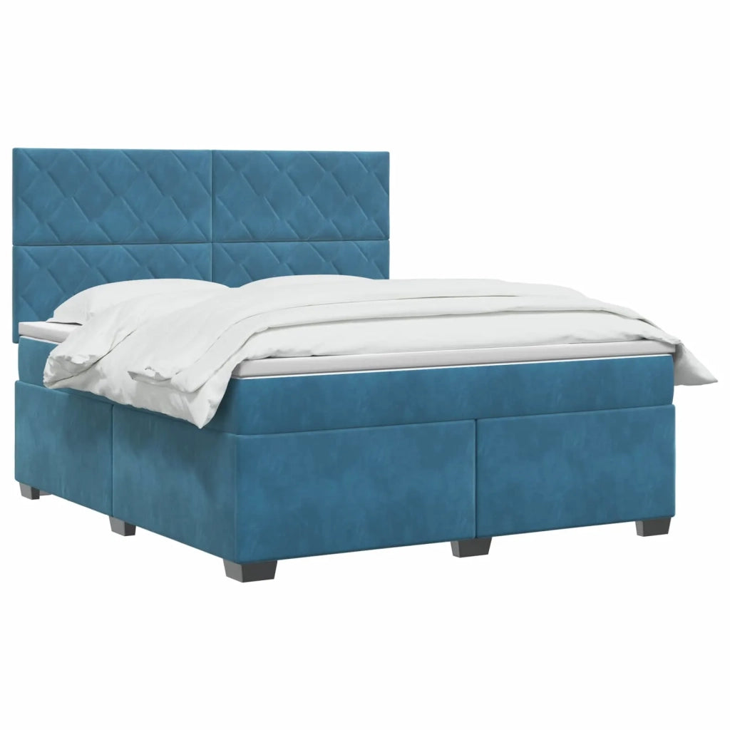 Letto box spring con materasso Blu 160 x 200 cm Velluto 3453684