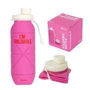Bottiglia pieghevole con scritta "I'm foldable"