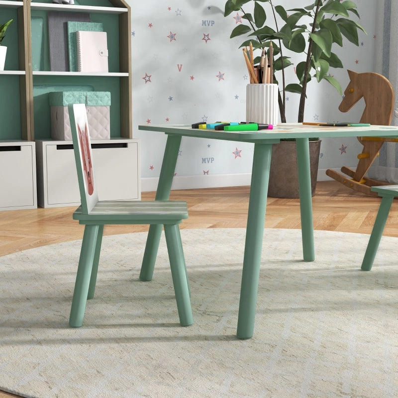 TAVOLO per bambini Set da 3 pezzi 60x60x44 cm Legno Verde