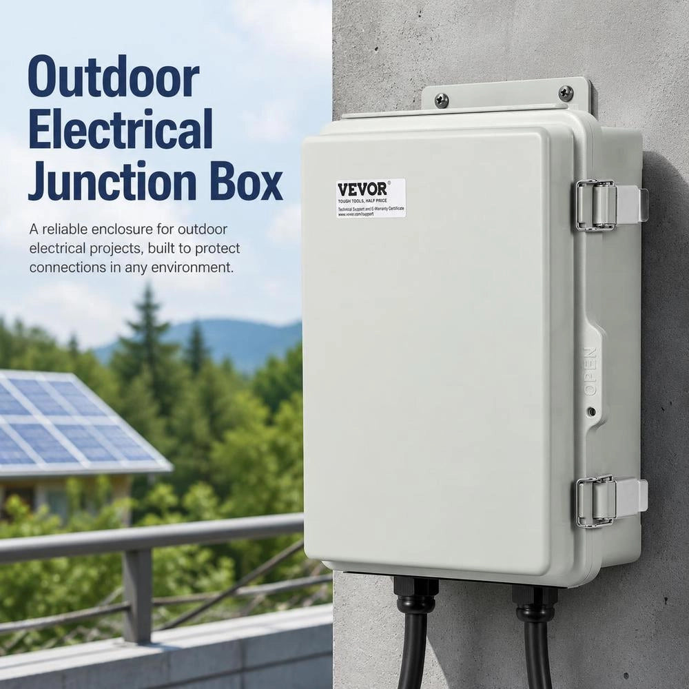 Outdoor Electrical Junction Box, 300 X 200 X 180 Mm ABS Plastic Electrical Enclosure With Hinged Lid, Stainless Steel Latch, IP67, For Outdoor Electrical Projects