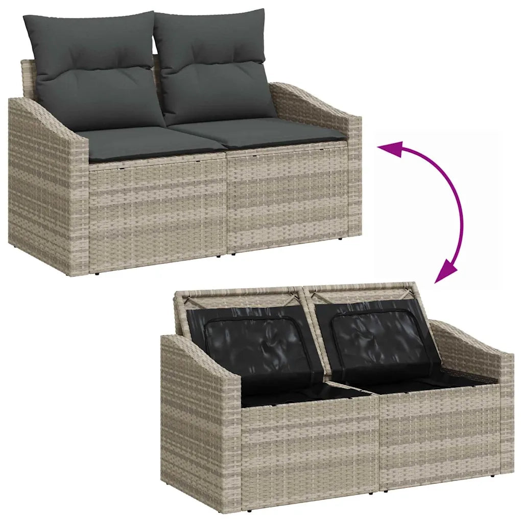 Set Divano da Giardino 9 pcs Grigio chiaro polyrattan 3355451