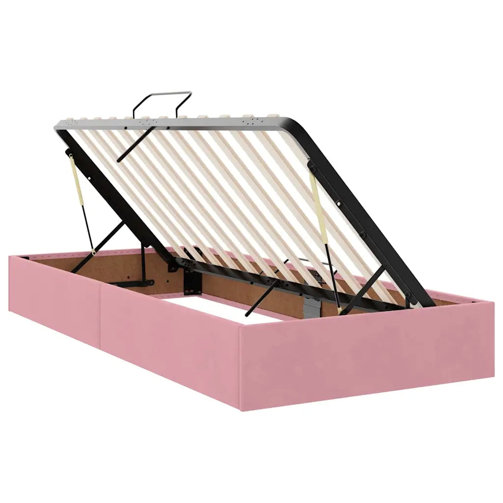 Letto con contenitore e LED con led Rosa 90 x 200 cm Velluto