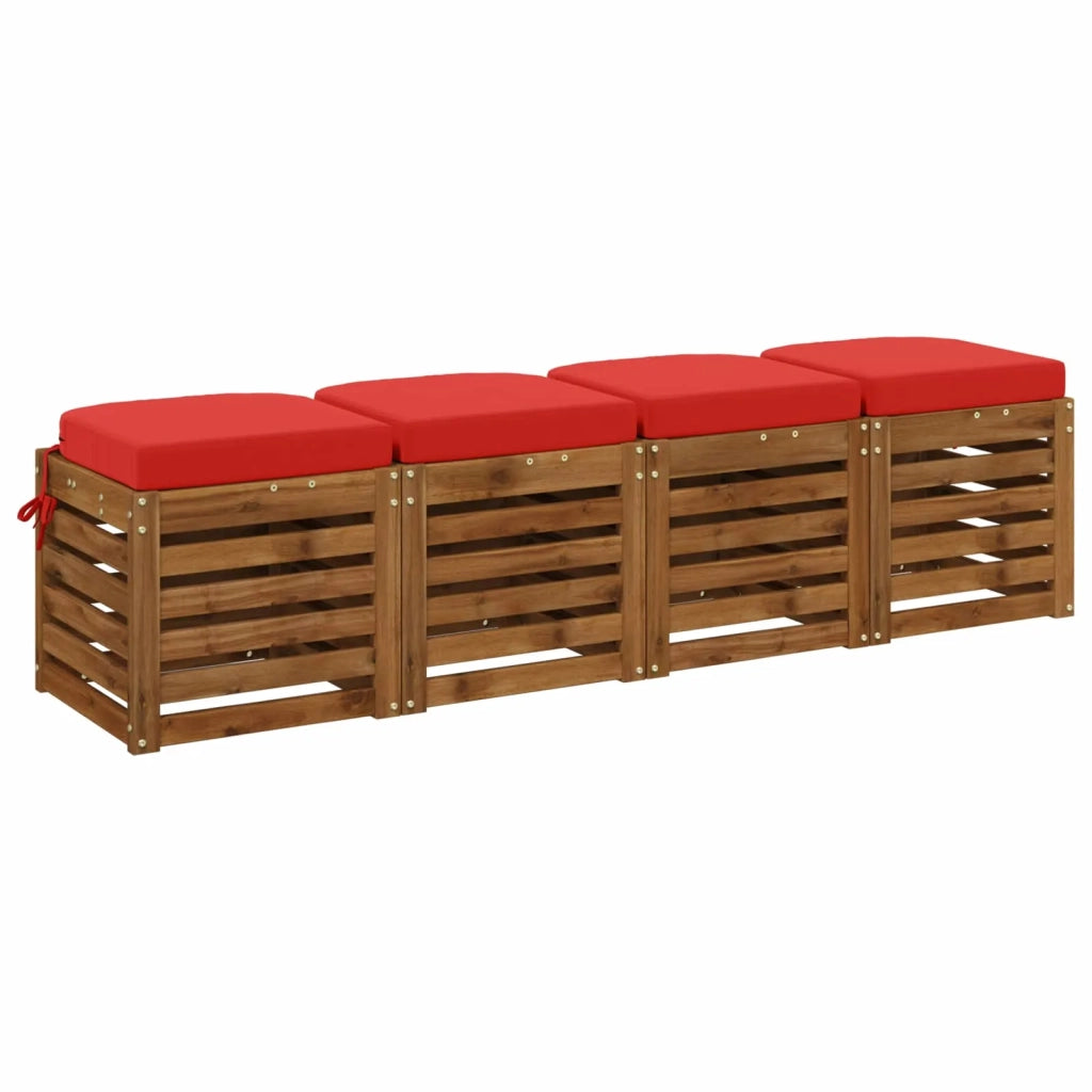 Cuscini per sedile a 4 pezzi SOEST 4 pz 100% Poliestere Rosso 945216
