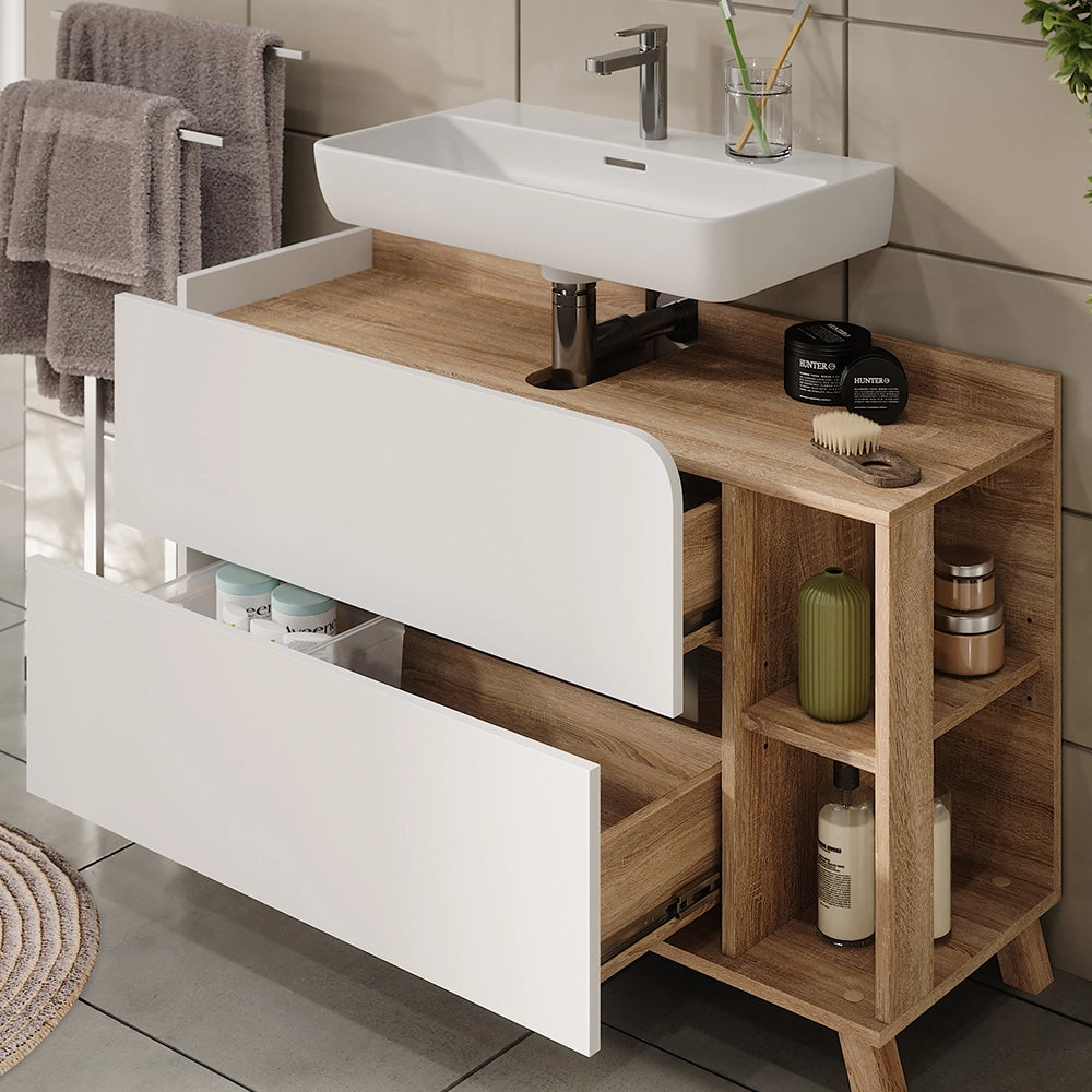 Vicco Set di mobili da bagno Sonoma/Bianco 4 parti