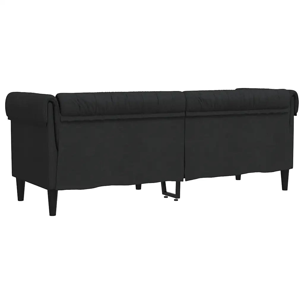 Divano Chesterfield a 3 Posti Nero in Tessuto 372558