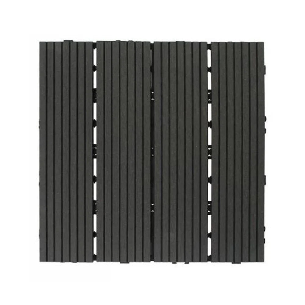 Trade Shop - Piastrella Per Giardino Esterno Effetto Legno Nero Pavimento Antiscivolo Ad Incastro 73553 -