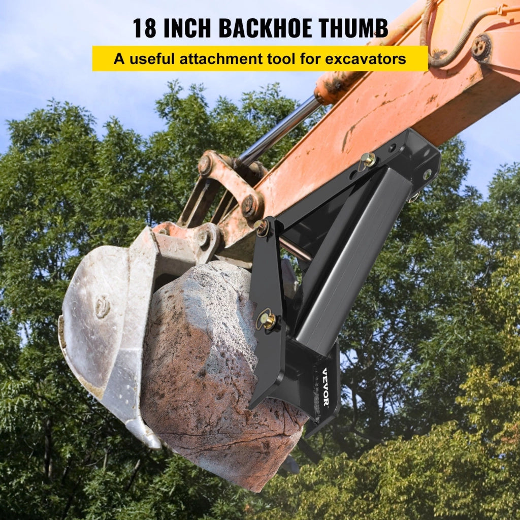 Pollice per escavatore in acciaio nero da 45,7 cm, attacco regolabile per carichi pesanti, spessore 1,27 cm, robusto e facile da montare