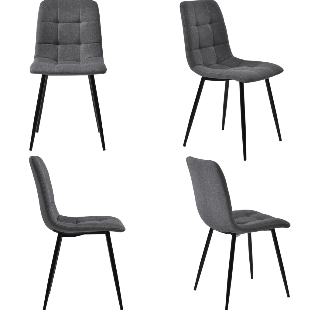 Set tavolo da pranzo noce con 4 sedie in lino