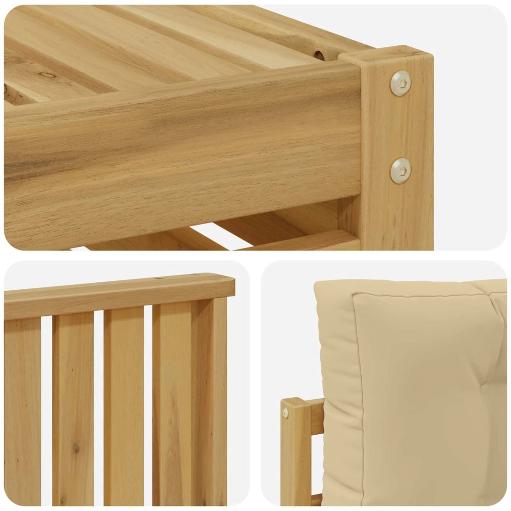 Set di divani da esterno 9 pz Bianco e Beige Poliestere 3390243