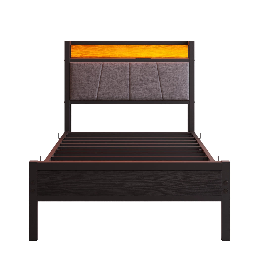 letto in mdf e metallo nero 90 x 200 cm