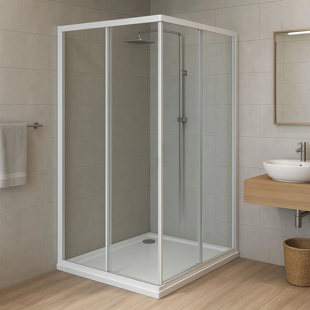 Box cabina doccia angolare con due ante scorrevoli in cristallo temprato trasparente *** misure 66.5-69.5x116.5-119.5...